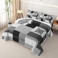 thumbnail image 3 of Erosebridal Gray Block Patchwork Bed Spread Queen for Boys Girls, Abstract Line Print Queen Coverlet Set, 3-Piece, 3 of 7