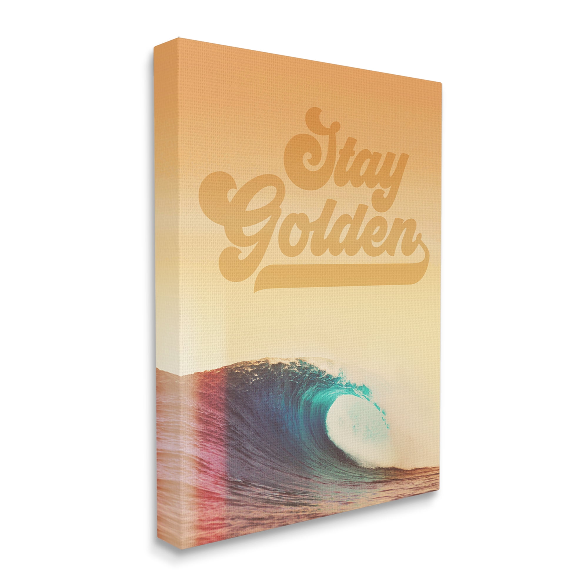 Stupell Industries Stay Golden Beach Waves Nature Painting Gallery Wrapped Canvas Print Wall Art, 24 x 30