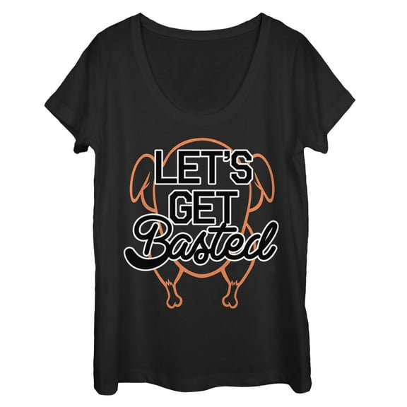 Women's CHIN UP Let's Get Basted  Scoop Neck Black Large