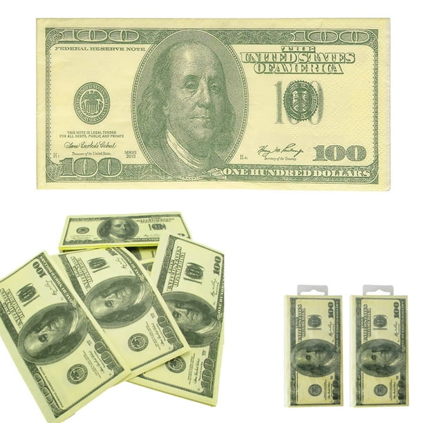 2 Pack Tissues 100 Dollar Bill Napkins Fake Money 100 Dollar Bill Napkins Fake Money