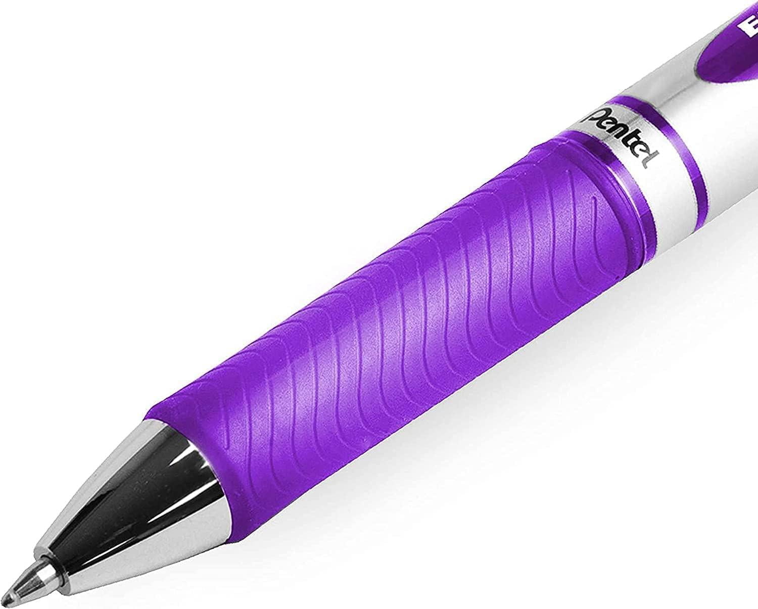 Pentel EnerGel XM BL77 - Retractable Liquid Gel Ink Pen - 0.7mm - Violet Ink - Wallet of 9