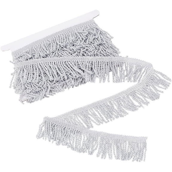 1 Set 5 Yard/ 4.6m Tassel Fringe Trim Bullion Fringe Trim Silver Fabric Trim 49mm Curtain Fringes Sewing Trim