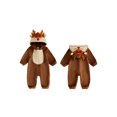 thumbnail image 2 of RUINIXCW Toddler Baby Girl Christmas Reindeer Costume Kid Infant Fall Winter Xmas Clothes Warm Fleece Snowsuit Jumpsuit Long Sleeve Hooded Zip Romper, 2 of 10