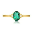 thumbnail image 2 of 18K Yellow Gold Oval Shape Created Emerald Cubic Zirconia Engagement Ring, 2 of 5