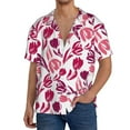 thumbnail image 3 of Vsdgher Tulips Flowers Print Men's Wrinkle Free Untucked Cuban Shirt Business Casual Button Down Shirts Short Sleeve Shirt, 3 of 7