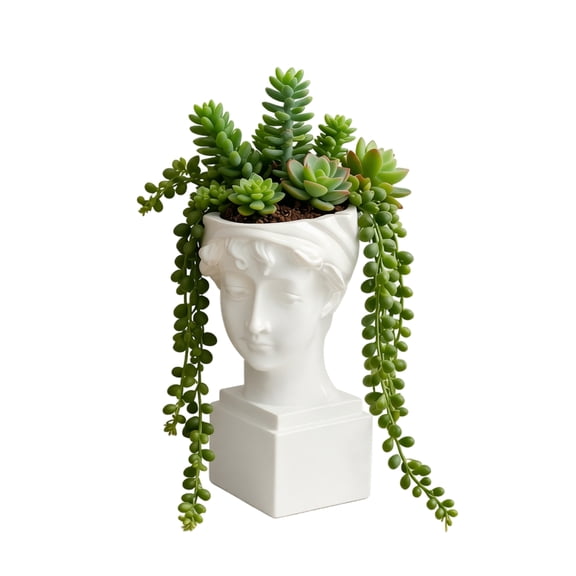 Creative Girl Face Flower Pot Planter for Home, Nordic Style Decorative Pot Container Indoor Outdoor Garden, Succulent Plant Holder for Balcony Patio Desk and Modern Home Decor 5*5*14cm