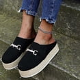 thumbnail image 2 of Moda mujer diapositiva zapatillas Flip Flop hebilla de metal plataforma zapatos de lona Wmkox8yii hj789, 2 of 9