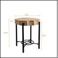 thumbnail image 4 of 31.5 "Vintage Patchwork Lace Shape Coffee Table with Natural Pine Grain Table Top and Dimpled Metal Cross Legs, Cedar Coffee Table Set (Set of 2), 4 of 14