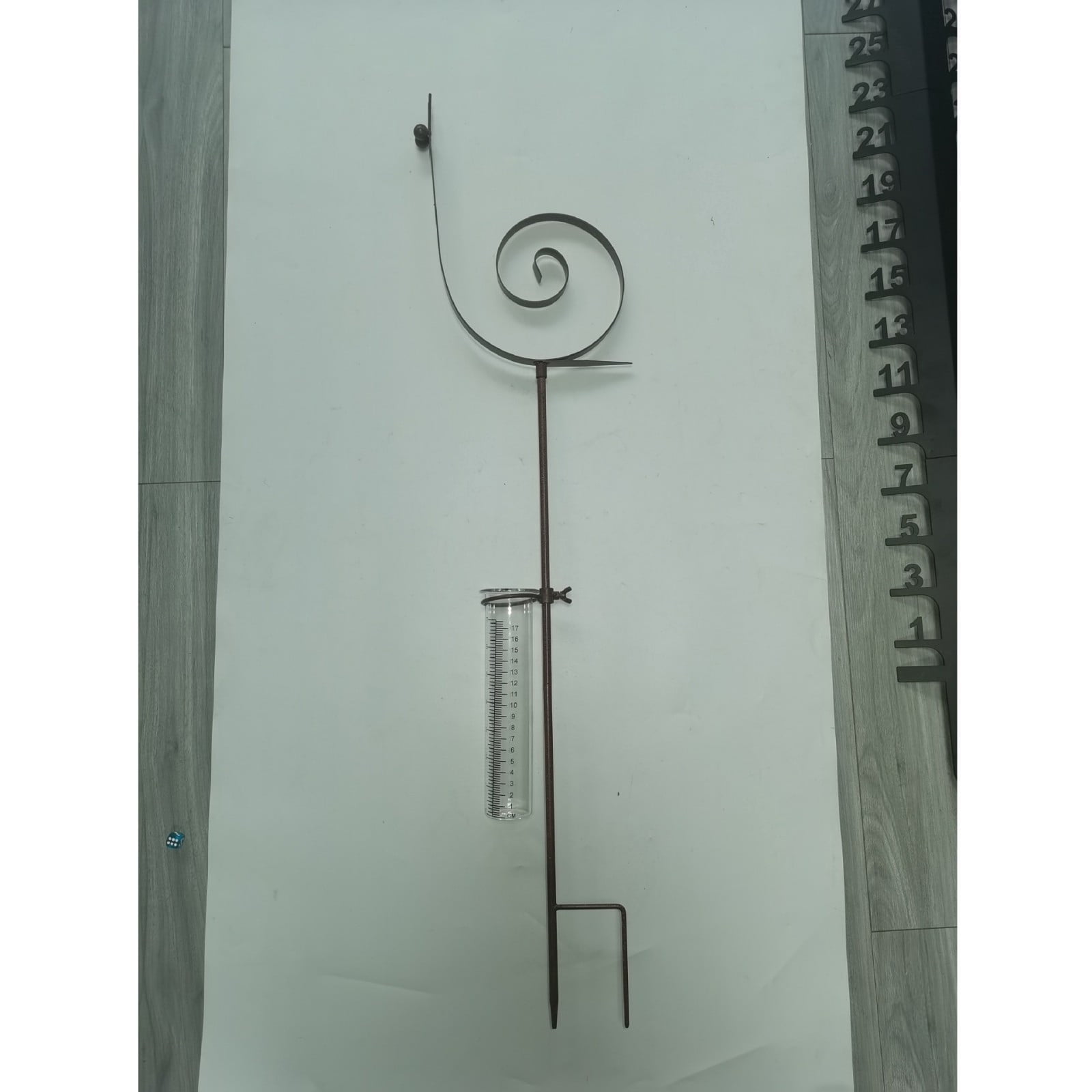 Outdoor Rain Gauge Glass Tube on Metal Stake • Decorative Yard Garden Rainfall Measure • Weather Lawn Ornament • Durable Rustic Design