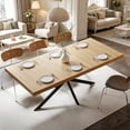 thumbnail image 3 of 55.11" - 70.86" Retro Rectangular Extendable Dining Table with Hidden Storage, Natural Top With Same Color Embossed Center Plate,for Dining Room, Kitchen & Living Room (Natural), 3 of 14