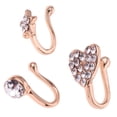 thumbnail image 3 of corazón cristal metal pentagrama flor joyería de niña 3 piezas Sunnimix Anillo de nariz cristalina, 3 of 8