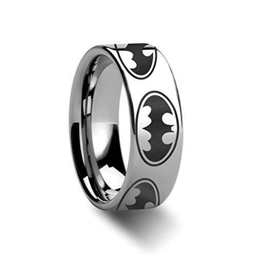 Thorsten Batman Dark Knight | Tungsten Rings for Men | Tungsten | Comfort  Fit | Lifetime Guarantee | Super Hero Polished Engraved Ring Band - 8mm -  