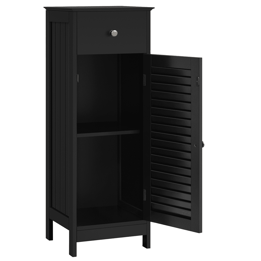 Alden Design 34.5″ H Narrow Bathroom Storage Cabinet with Drawer, Black