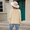 thumbnail image 2 of Vedolay Pullover Sweaters for Women Sweaters for Women Trendy Long Sleeve Loose Fit Tops 2023,Beige S, 2 of 5