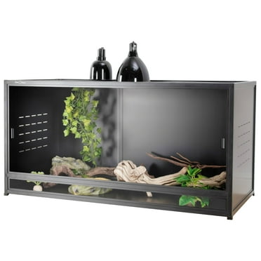 ToxiRium PVC Reptile Enclosure 120 Gallon Large Reptile Terrarium Tank for Bearded Dragon Gecko Lizard Snake, 48x24x24" Wide Breeding Lounge Vivarium Area with Sliding Doors Lock