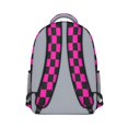 thumbnail image 3 of Pink and Black Checkered Pattern Backpack for School, Cute School Bag with Adjustable Shoulder Straps and Padded Back, 15.3"x11"x6.7", 3 of 5