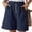 Navy #16, variant on Women's Cotton Linen Shorts Elastic Waist Button Down Loose Shorts Wide Leg Summer Beach 2026 Shorts Navy 2XL