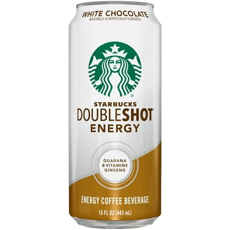 (2 Cans) Starbucks DoubleShot Energy Fortified Energy Coffee Drink, White Chocolate, 15 Fl