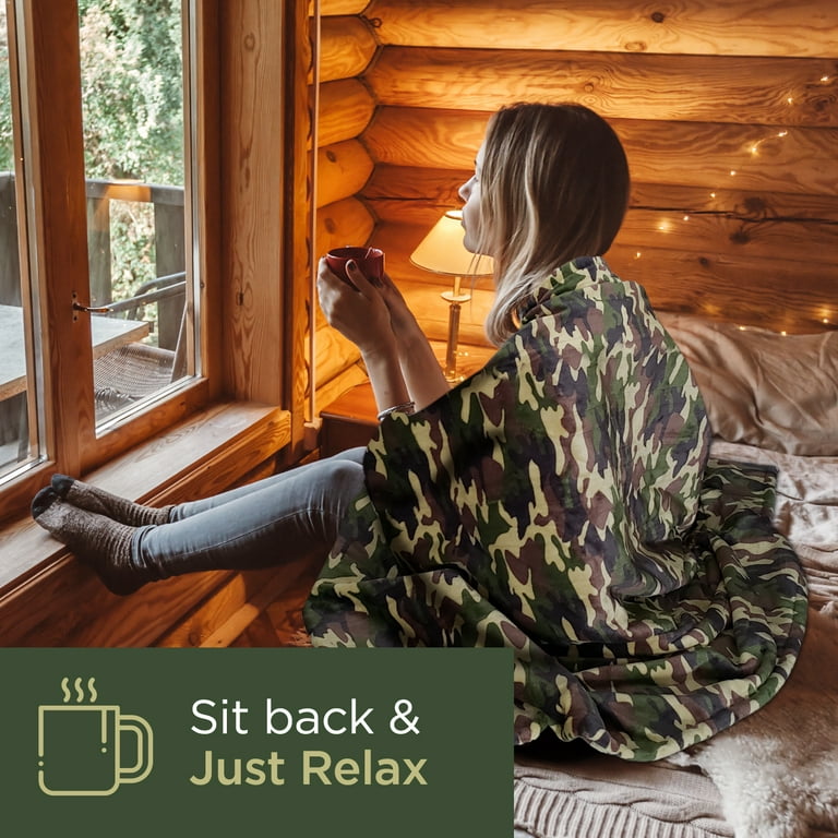 Electric Heated Throw Blanket Fleece with Controller, 50 x 60 , 4 Hours  Auto Shut-Off, Fast Warming, Full-Body Comfort, Luxuriously Soft, Machine  Washable, Camo - Walmart.com