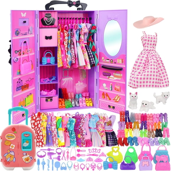 Armario K.T. Fancy de Dolls & Accessories con armario morado 11.5