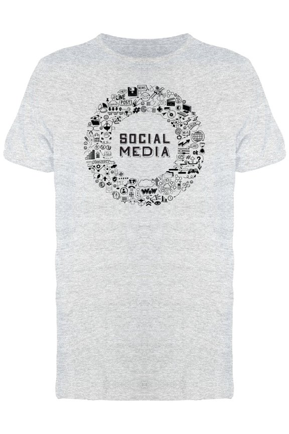 Social Media Round Frame B&W T-Shirt Men -Image by Shutterstock, Male Small