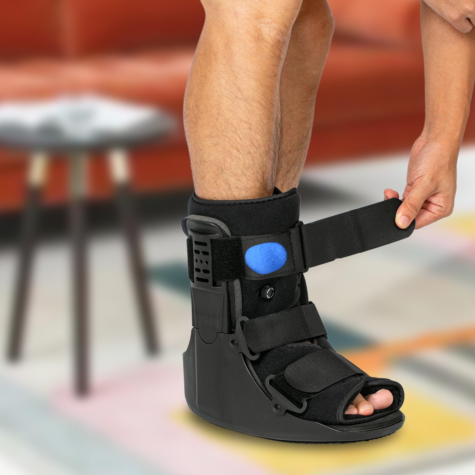 Tairibousy Short Air Walker Boot for Broken Foot, Sprained Ankle, Fracture Recovery, Black, Large