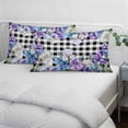 thumbnail image 3 of Spring Flowers Pillow Covers, Linen Long Throw Pillow Case, Watercolor Blossom Floral Black Plaid Holiday Pillow Protector Decorative Cushion Cover for Living Room/Bedroom 12" x 20", 3 of 8