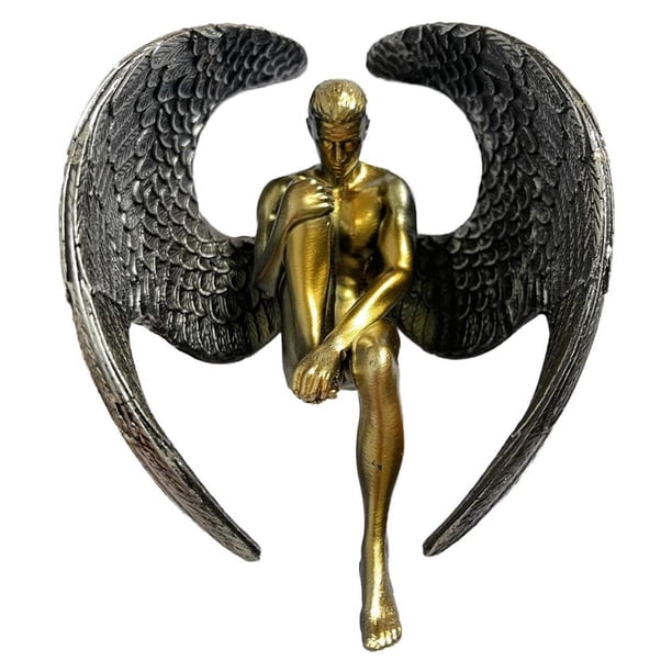 Inteprter Estatua de resina de Ángel triste para interiores y exteriores, adorno para el hogar y el coche, estatua de Ángel durmiente, artesanías Decoración del hogar Inteprter HA036046-00