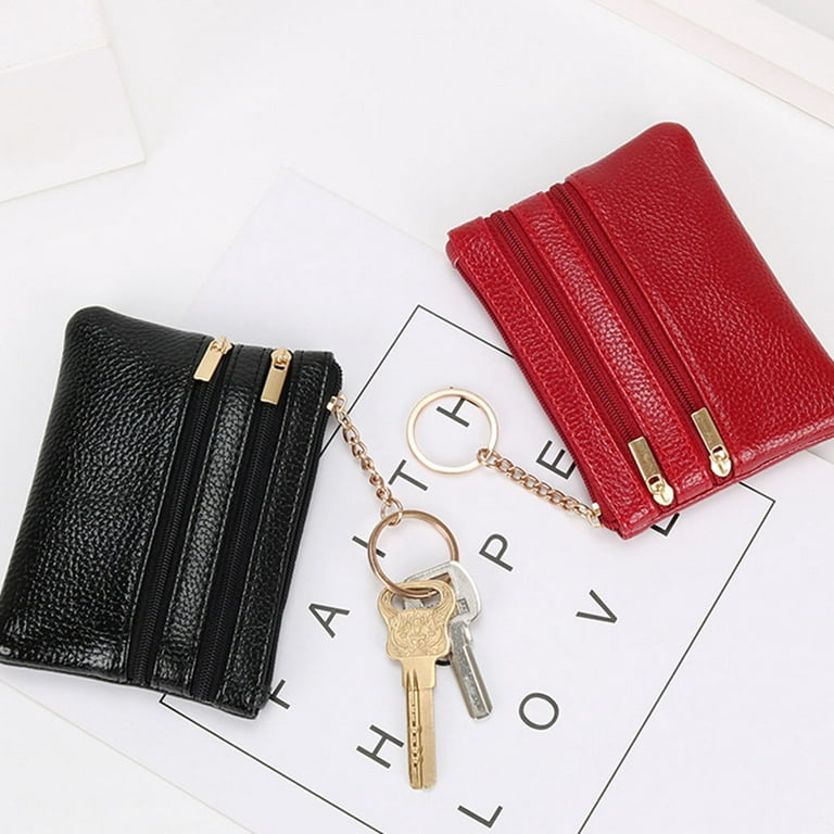 Leather Coin Purse for Women, Coin Credit Card Key Chain Money
