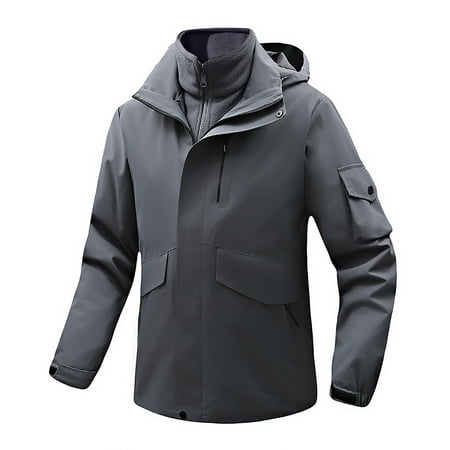ZCFZJW Rain Jacket for Men Mens Waterproof Raincoat Lightweight Rain Jackets Outdoor Long Sleeve Rain Coat Windbreaker with Hood Gray XXXL