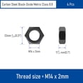 thumbnail image 2 of 4PCS M14-2 Black Hex Nuts, Carbon Steel Metric Coarse Thread Hexagon Nut, ISO 4032, Class 8.8 Screw Bolt Fasteners, Black-Oxide Hardware Lock Nut, 2 of 6