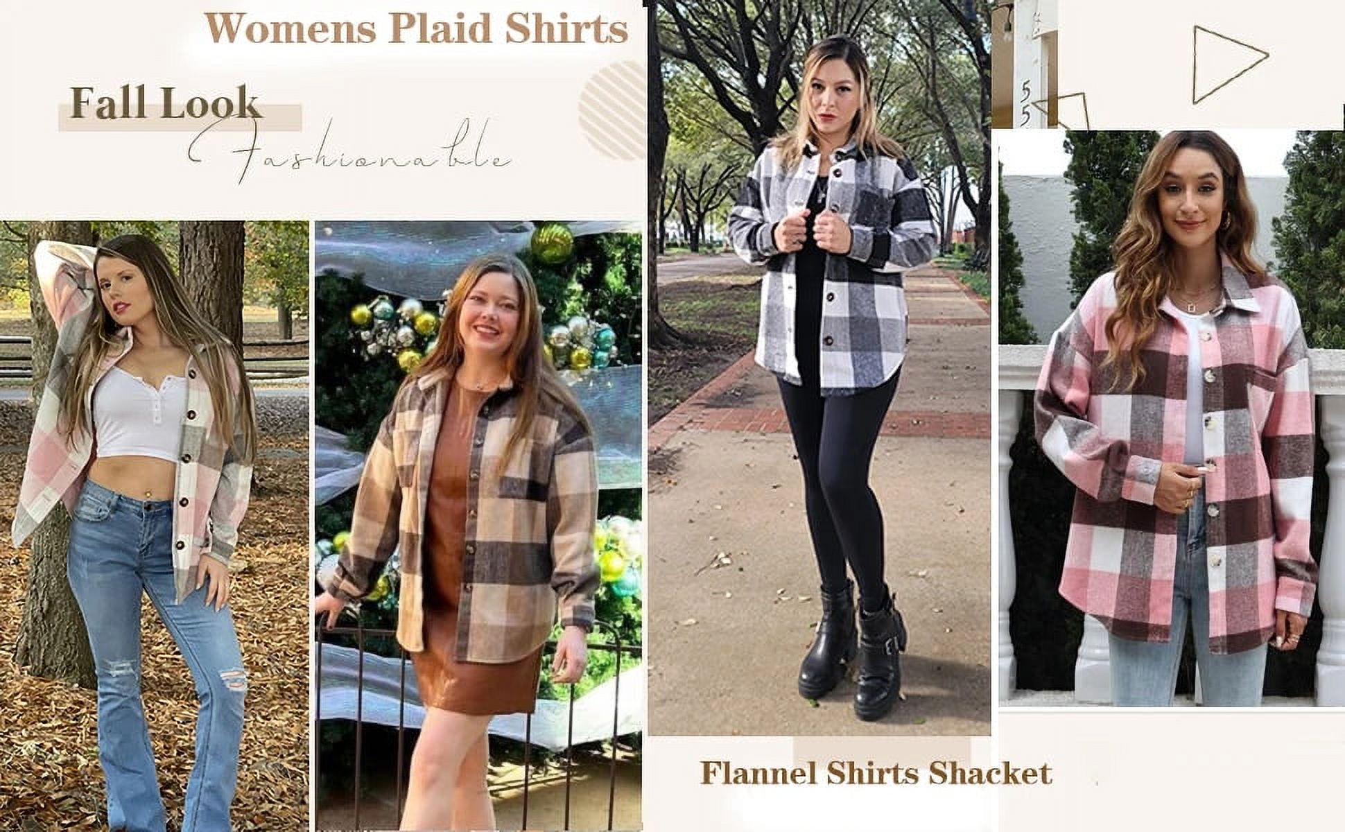 Fantaslook Women's Plaid Flannel Shacket Jacket photo 6