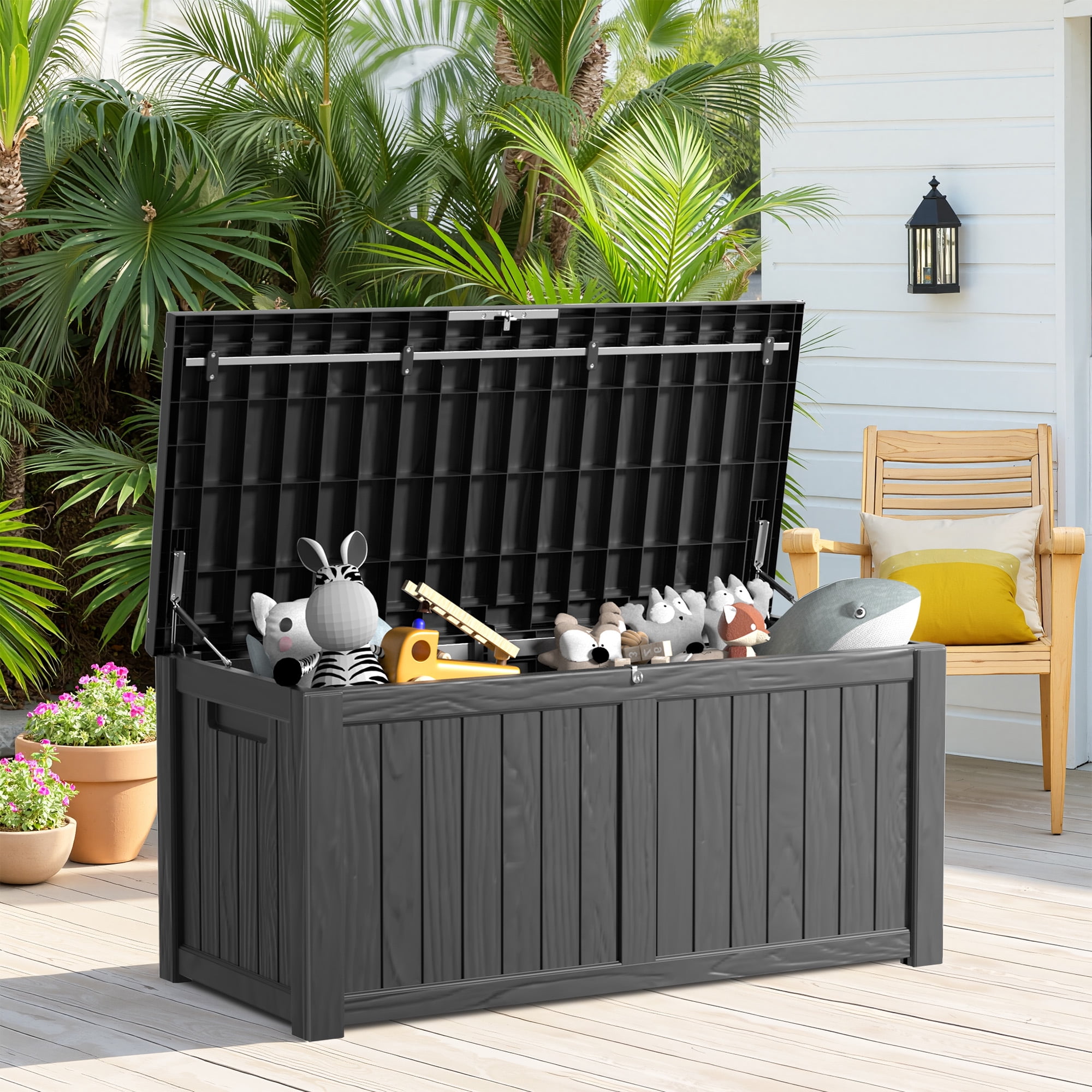 MAYEERTY 120 Gallon Outdoor Deck Box, Large Capacity Storage Box for Patio Furniture Cushions, Pillow Outdoor Indoor, Black