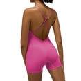thumbnail image 2 of Jumpsuits for Women Bra Pads Sleeveless Bodysuit Hollow Out Back Training Elastic Soft Seamless Fitness Womens Yoga Outfits Hot Pink S, 2 of 9