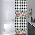 thumbnail image 3 of Spring Pink Roses Window Privacy Film, Pastoral Eucalyptus Black White Plaid Static Cling UV Sun Blocking Heat Control Window Tint Day and Night, Non-Adhesive One Way Privacy Cover 17.7''x78.7'', 3 of 7