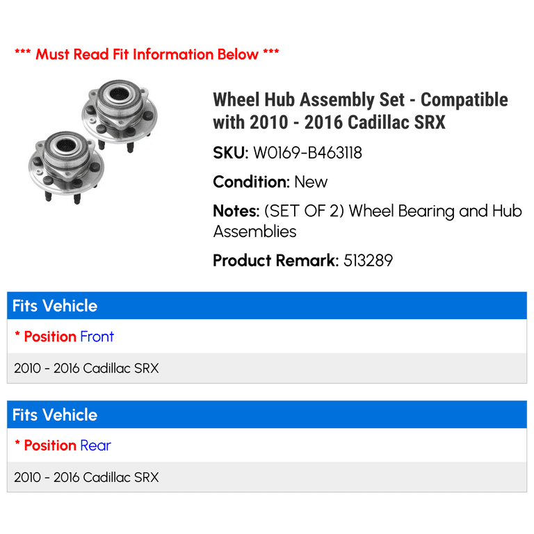 For 2010- 2016 Cadillac SRX 513289 Front Or Rear Wheel Hub Bearing Assembly E5 E - Foto 7