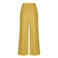 thumbnail image 5 of Women Wide Leg Dress Pants High Waist Elastic Back Business Casual Flowy Work Trousers Office Palazzo with Pockets Yellow, 5 of 7