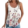 thumbnail image 2 of Puntoco Camisetas de cuello cuadrado para mujer, sueltas, informales, a la moda, con estampado de cuello redondo, camiseta sin mangas de verano, 2 of 5