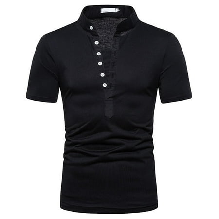 Fashion Men Slim Fit V Neck Short Sleeve Muscle Tee T-shirt Color:black ...