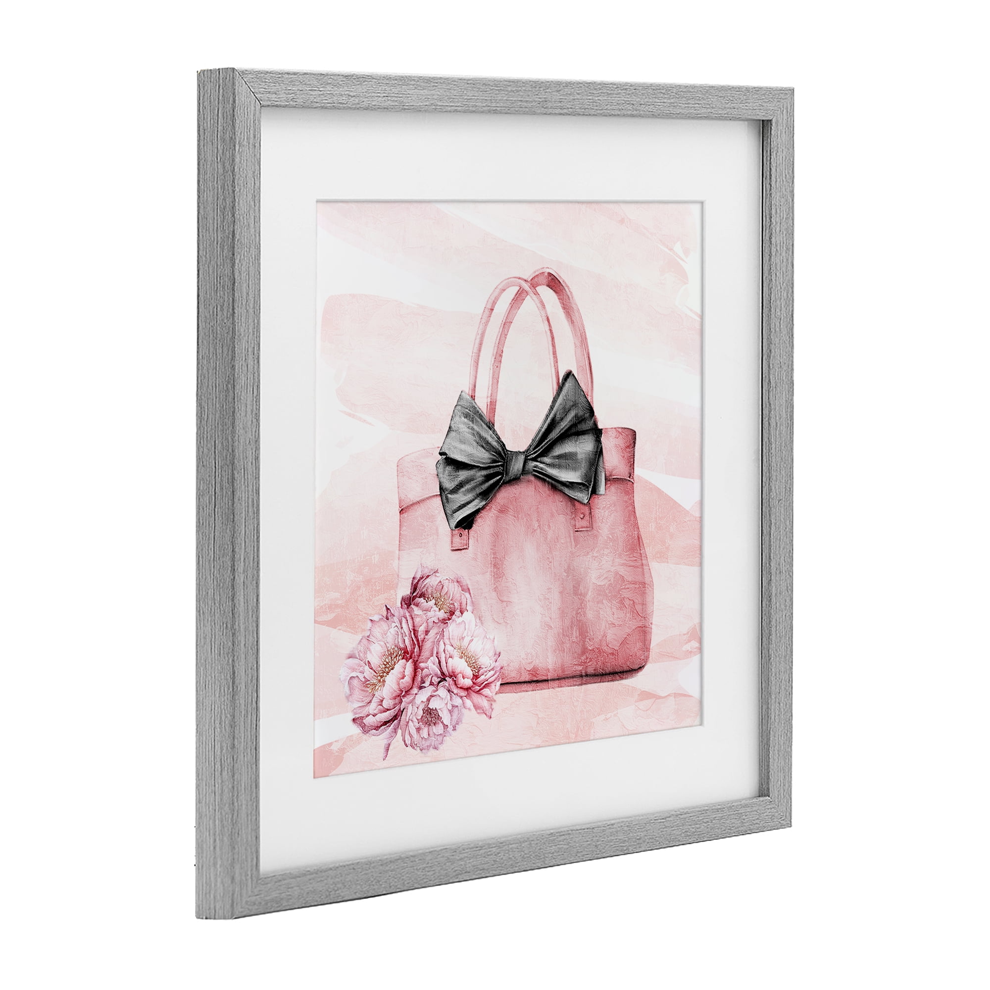 Stupell Industries Blush Glam Time Bag Gray Framed Print Under Glass, design by Kim Allen