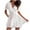 White, variant on qolati Summer Dresses for Women 2025 Deep V-Neck Double Layer Ruffle Hem Mini Dresses Short Flare Sleeves Waist Tie Party Cocktail Dress