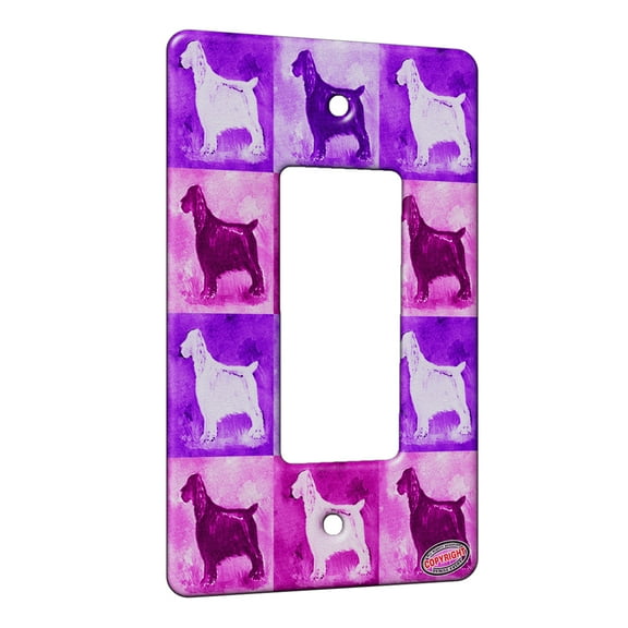 KuzmarK™ 1 Gang Rocker Wall Plate - Liver Field Spaniel Dog Pink Pattern Art by Denise Every