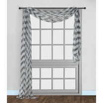 1PC C37 SCARF VALANCE SHEER VOILE ZIG ZAG GEOMETRIC TOPPER BLACK/WHITE SEE THRU WINDOW KITCHEN, BATHROOM, RESTAURANT, ANY USE SIZE 36" WIDE X 216" LENGTH
