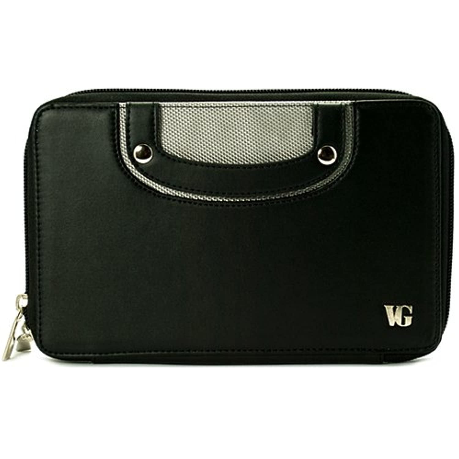 Black Melrose Executive Leather Carrying Cover Case with Handles for