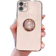 thumbnail image 2 of Case for iPhone 11 Ring Holder Case with Diamond Shiny Plating Rose Gold Edge Built-in 360 Rotation Magnetic Kickstand for Women Girls Slim Soft TPU Protective Cover Case 6.1 Inch, Pink, 2 of 7