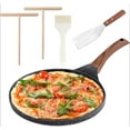 thumbnail image 2 of Nonstick Crepe Pan Set, 5 Piece Set Kitchen Pancake Grill Pan, 11 Inch Granite Coating Flat Skillet Tawa Dosa Tortilla Pans, Pizza Pan, Fry Pans Compatible with All Stovetops, 2 of 8