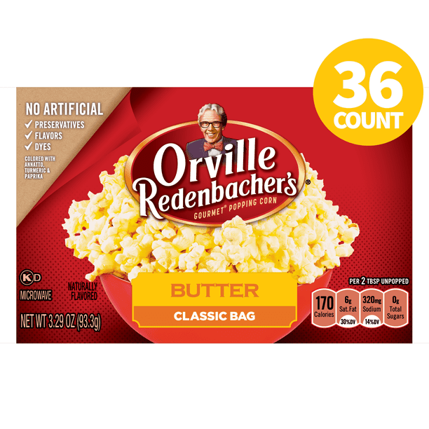 Orville Redenbacher's Butter Microwave Popcorn, 36 Ct (3.29 Oz. Bags)