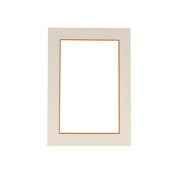 White Acid Free 11x14 Picture Frame Mat with Orange Core Bevel Cut for 8.5x11 Pictures - Fits 11x14 Frame - One Mat