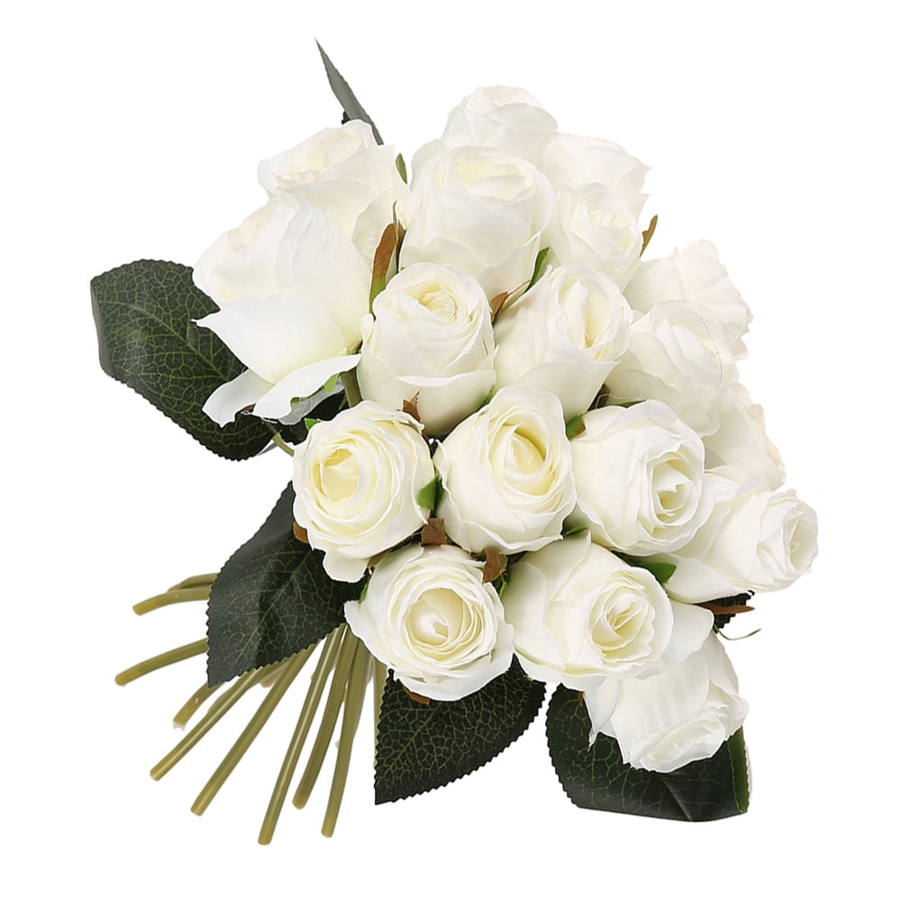 Faux Silk Pure White Rose Bud Decorative Synthetic Flowers UK SELLER 