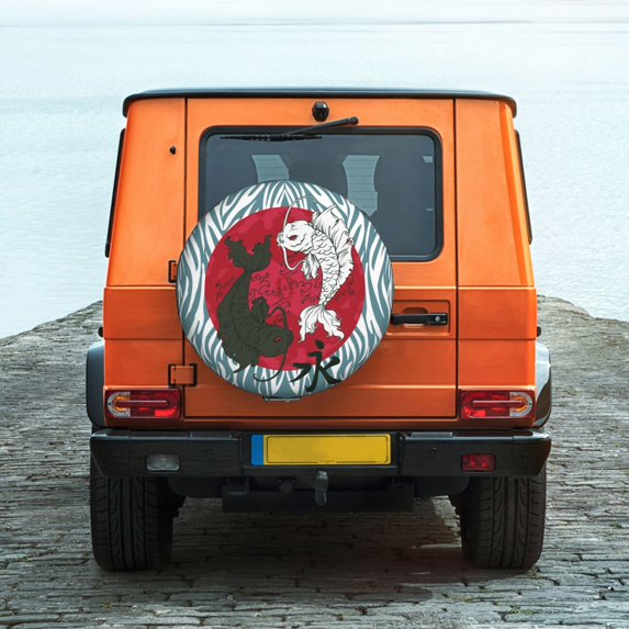 ZNDUO Carp Exotic Pattern Spare Tire Cover, Universal Fit for Jeep Trailer RV SUV Camper Vehicle Waterproof Dust Tire Cover 16 inch